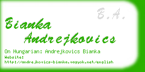 bianka andrejkovics business card